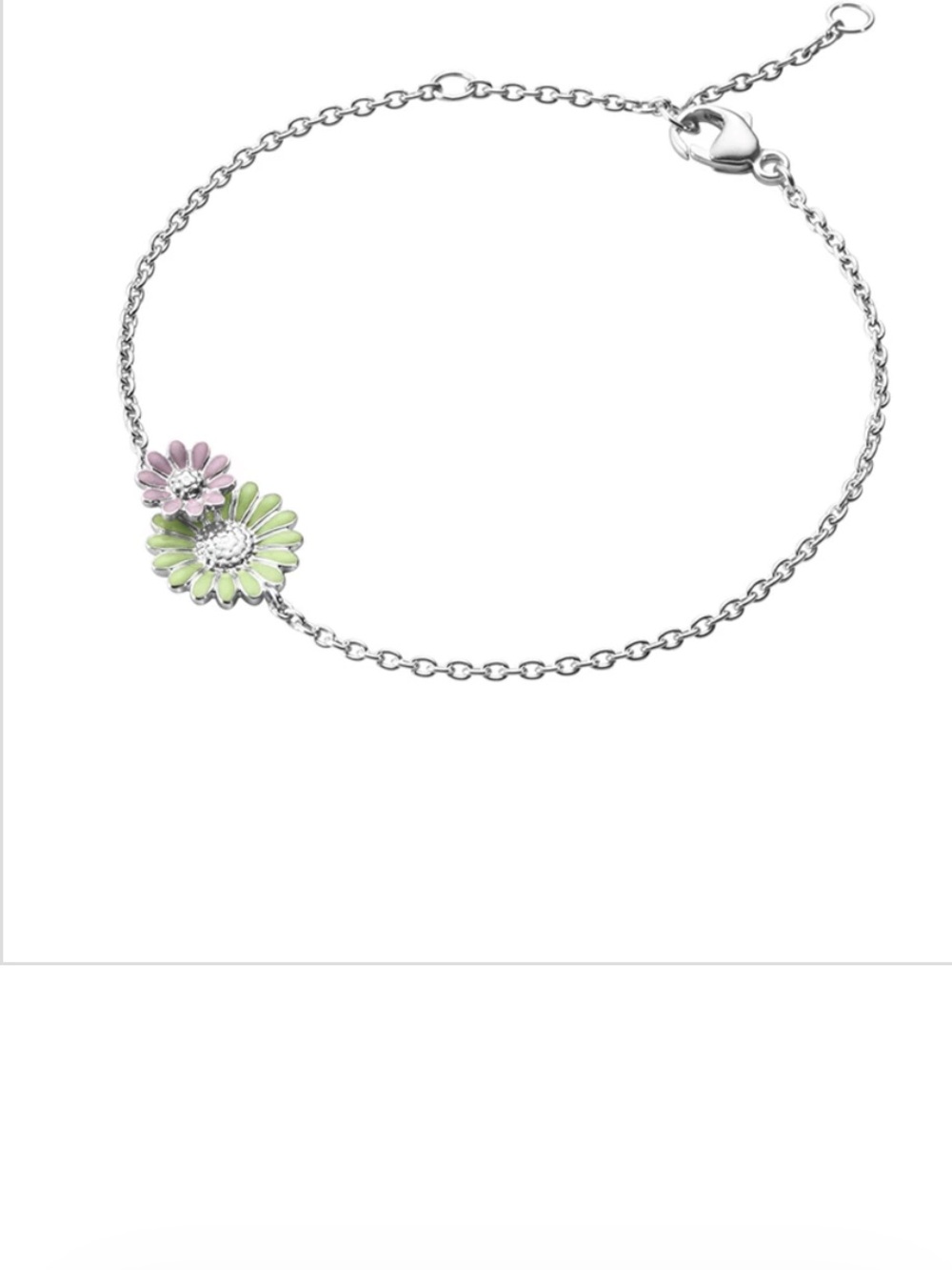 NWOT Georg Jensen Sterling Silver Floral Chain Bracelet with Enamel Flowers